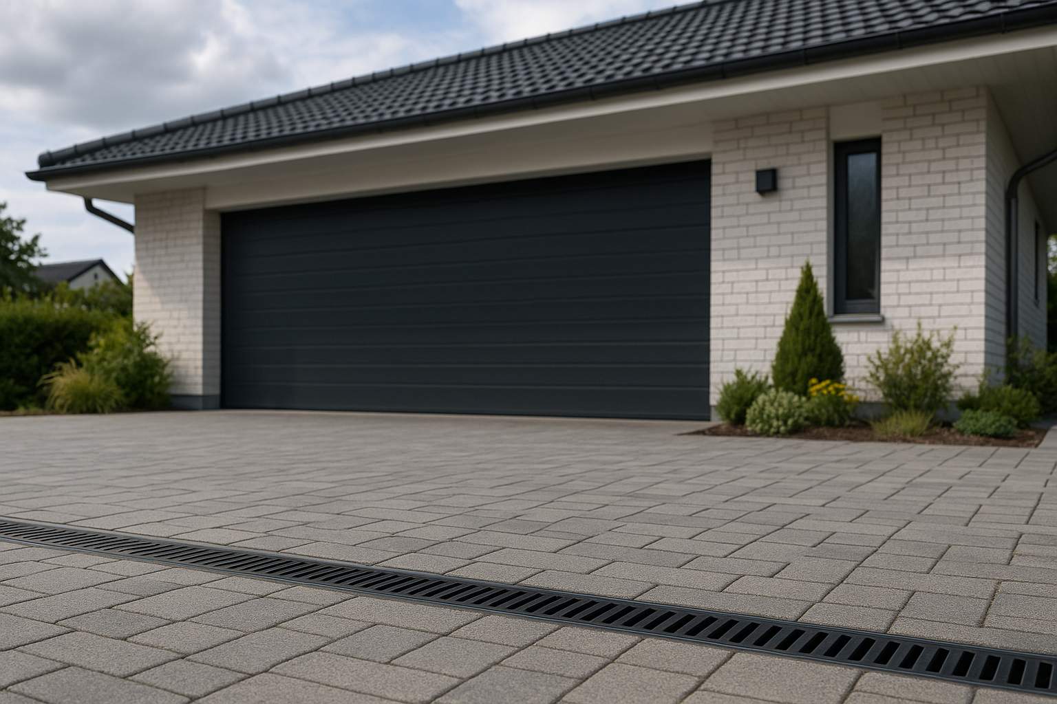 Trockene Einfahrt mit neuer Linienentwässerung in Dortmund